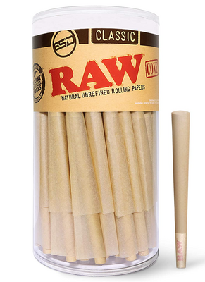 RAW Cones Classic 98 Special | 100 Pack | Natural Pre Rolled Rolling Paper with Tips & Packing Tubes